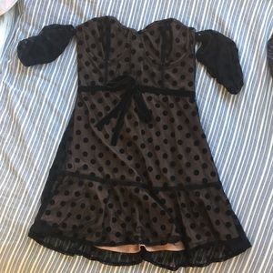 black polka dot bustier dress